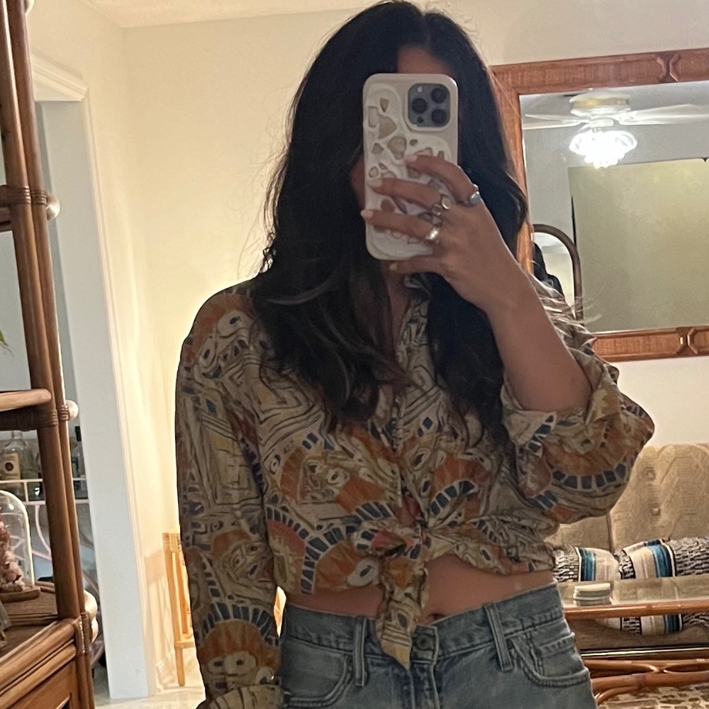 Thrifted silk funky shirt